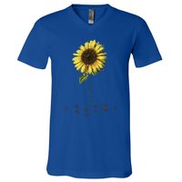 All You Need Is A Dog And Love Sunflower Paw Prints Gift V-Neck T-Shirt