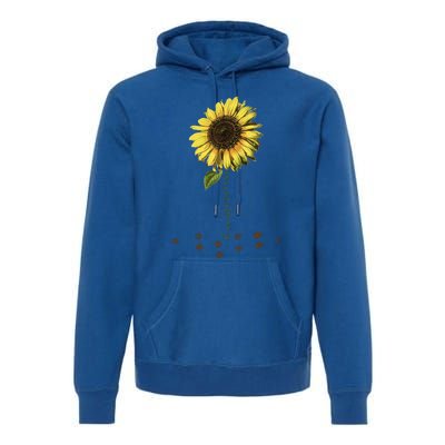 All You Need Is A Dog And Love Sunflower Paw Prints Gift Premium Hoodie