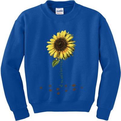 All You Need Is A Dog And Love Sunflower Paw Prints Gift Kids Sweatshirt