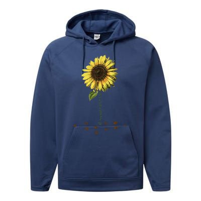 All You Need Is A Dog And Love Sunflower Paw Prints Gift Performance Fleece Hoodie