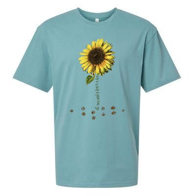 All You Need Is A Dog And Love Sunflower Paw Prints Gift Sueded Cloud Jersey T-Shirt