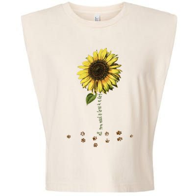 All You Need Is A Dog And Love Sunflower Paw Prints Gift Garment-Dyed Women's Muscle Tee