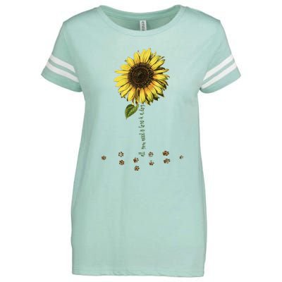 All You Need Is A Dog And Love Sunflower Paw Prints Gift Enza Ladies Jersey Football T-Shirt