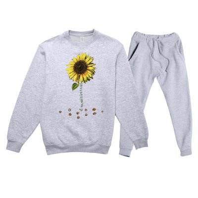 All You Need Is A Dog And Love Sunflower Paw Prints Gift Premium Crewneck Sweatsuit Set