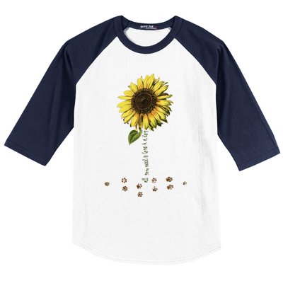 All You Need Is A Dog And Love Sunflower Paw Prints Gift Baseball Sleeve Shirt