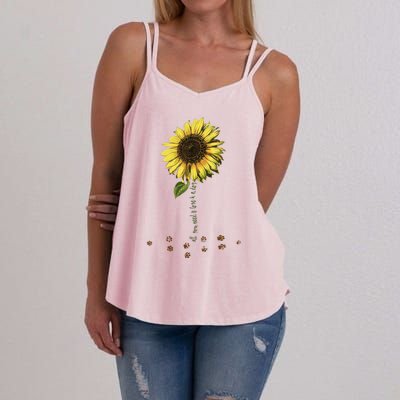 All You Need Is A Dog And Love Sunflower Paw Prints Gift Women's Strappy Tank