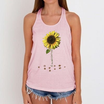 All You Need Is A Dog And Love Sunflower Paw Prints Gift Women's Knotted Racerback Tank