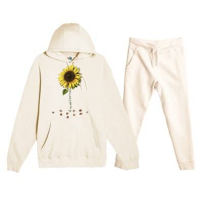 All You Need Is A Dog And Love Sunflower Paw Prints Gift Premium Hooded Sweatsuit Set