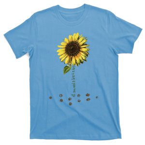 All You Need Is A Dog And Love Sunflower Paw Prints Gift T-Shirt