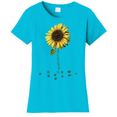 All You Need Is A Dog And Love Sunflower Paw Prints Gift Women's T-Shirt