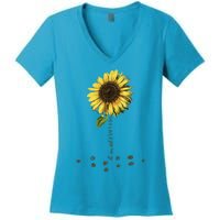 All You Need Is A Dog And Love Sunflower Paw Prints Gift Women's V-Neck T-Shirt