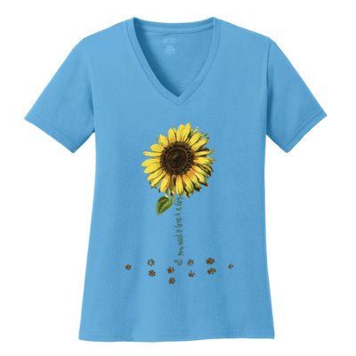 All You Need Is A Dog And Love Sunflower Paw Prints Gift Women's V-Neck T-Shirt