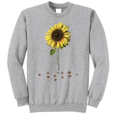 All You Need Is A Dog And Love Sunflower Paw Prints Gift Sweatshirt