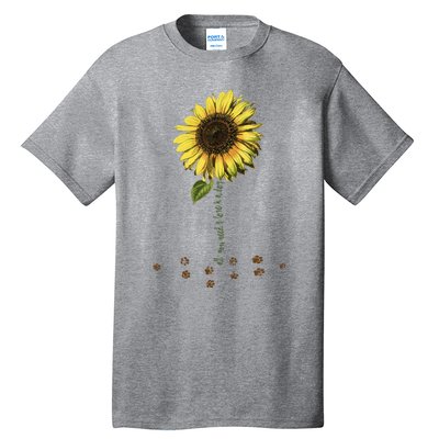 All You Need Is A Dog And Love Sunflower Paw Prints Gift Tall T-Shirt