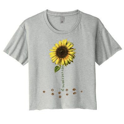 All You Need Is A Dog And Love Sunflower Paw Prints Gift Women's Crop Top Tee