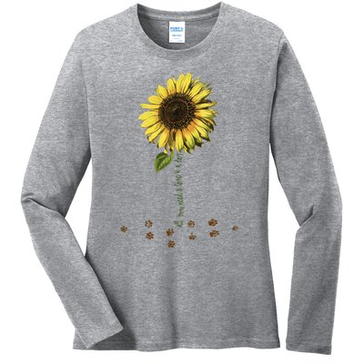 All You Need Is A Dog And Love Sunflower Paw Prints Gift Ladies Long Sleeve Shirt