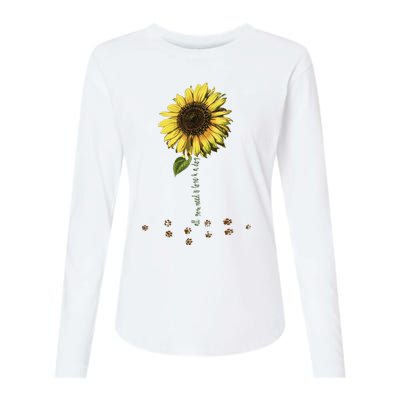 All You Need Is A Dog And Love Sunflower Paw Prints Gift Womens Cotton Relaxed Long Sleeve T-Shirt