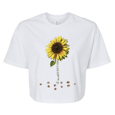 All You Need Is A Dog And Love Sunflower Paw Prints Gift Bella+Canvas Jersey Crop Tee