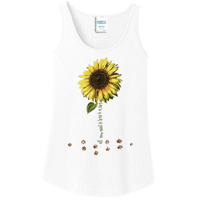 All You Need Is A Dog And Love Sunflower Paw Prints Gift Ladies Essential Tank