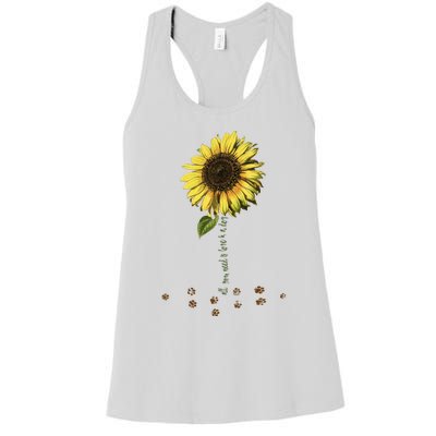 All You Need Is A Dog And Love Sunflower Paw Prints Gift Women's Racerback Tank