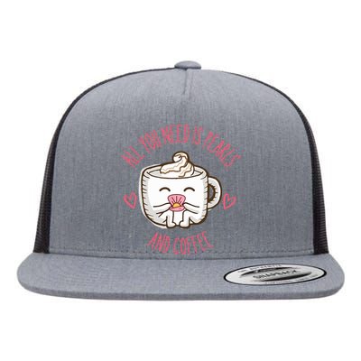 All You Need Is Pearls And Coffee Flat Bill Trucker Hat