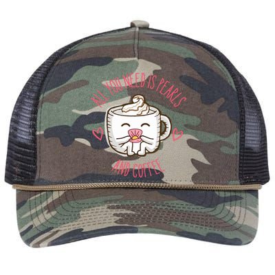 All You Need Is Pearls And Coffee Retro Rope Trucker Hat Cap