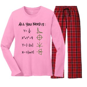 All You Need Is Love And Math Gift Women's Long Sleeve Flannel Pajama Set 