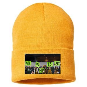 All You Need Is Love And His Pack Green Bay Packer Sustainable Knit Beanie