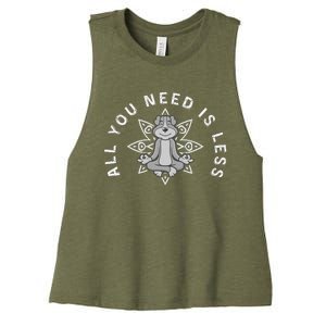 All You Need Is Less Dog Yoga Minimalist Zen Dog Women's Racerback Cropped Tank