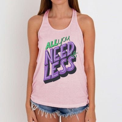 All You Need Is Less Hippies 70s Gift Women's Knotted Racerback Tank