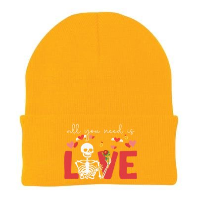 All You Need Is Love Skeleton Bones Valentine's Day Quote Gift Knit Cap Winter Beanie