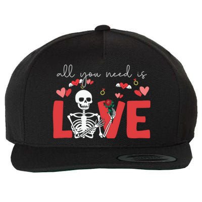 All You Need Is Love Skeleton Bones Valentine's Day Quote Gift Wool Snapback Cap