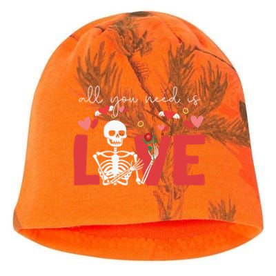 All You Need Is Love Skeleton Bones Valentine's Day Quote Gift Kati - Camo Knit Beanie