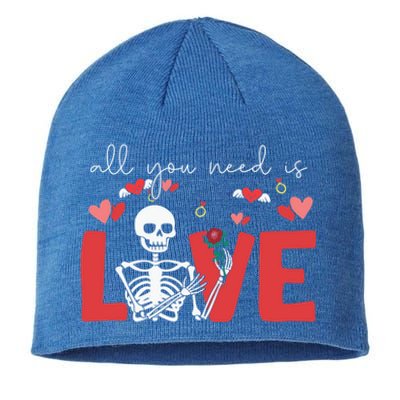 All You Need Is Love Skeleton Bones Valentine's Day Quote Gift Sustainable Beanie