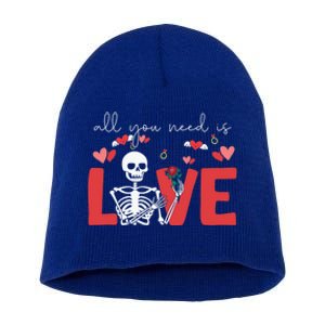 All You Need Is Love Skeleton Bones Valentine's Day Quote Gift Short Acrylic Beanie