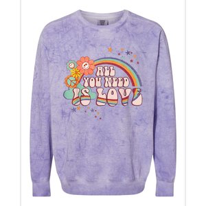 All You Need is Love Rainbow Groovy Vibes Hippie Colorblast Crewneck Sweatshirt