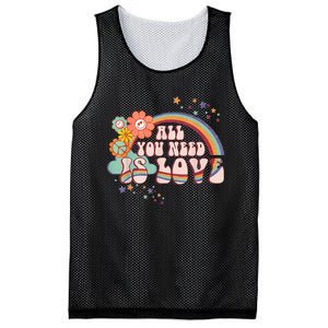 All You Need is Love Rainbow Groovy Vibes Hippie Mesh Reversible Basketball Jersey Tank