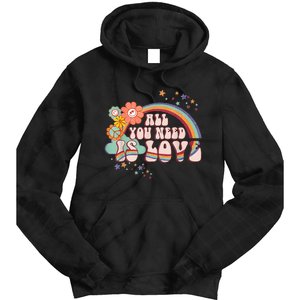 All You Need is Love Rainbow Groovy Vibes Hippie Tie Dye Hoodie