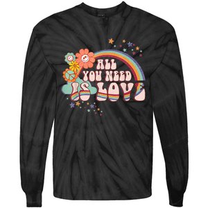 All You Need is Love Rainbow Groovy Vibes Hippie Tie-Dye Long Sleeve Shirt