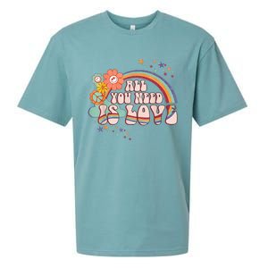 All You Need is Love Rainbow Groovy Vibes Hippie Sueded Cloud Jersey T-Shirt