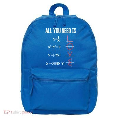 All You Need Is Love Funny Cute Math Equation Cool Gift 16 in Basic Backpack