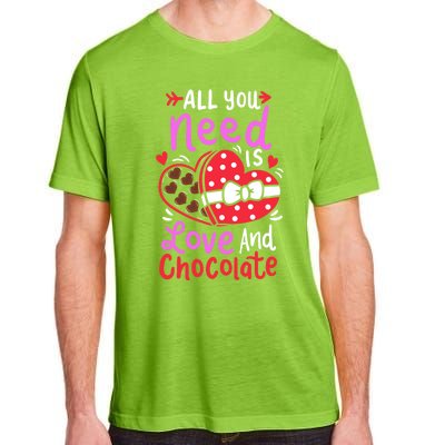 All You Need Is Love And Chocolate Cute Valentines Day Gift Adult ChromaSoft Performance T-Shirt