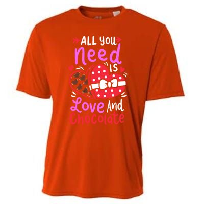 All You Need Is Love And Chocolate Cute Valentines Day Gift Cooling Performance Crew T-Shirt