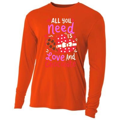 All You Need Is Love And Chocolate Cute Valentines Day Gift Cooling Performance Long Sleeve Crew