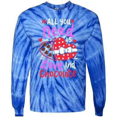 All You Need Is Love And Chocolate Cute Valentines Day Gift Tie-Dye Long Sleeve Shirt