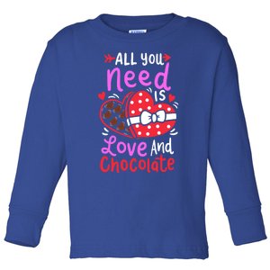 All You Need Is Love And Chocolate Cute Valentines Day Gift Toddler Long Sleeve Shirt