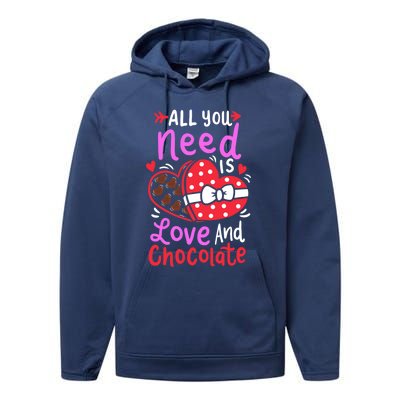 All You Need Is Love And Chocolate Cute Valentines Day Gift Performance Fleece Hoodie