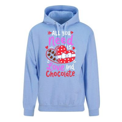 All You Need Is Love And Chocolate Cute Valentines Day Gift Unisex Surf Hoodie