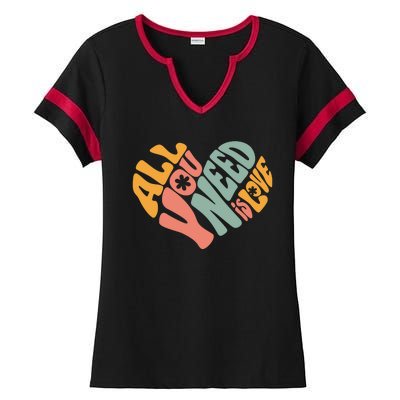 All You Need Is Love Heart Ladies Halftime Notch Neck Tee