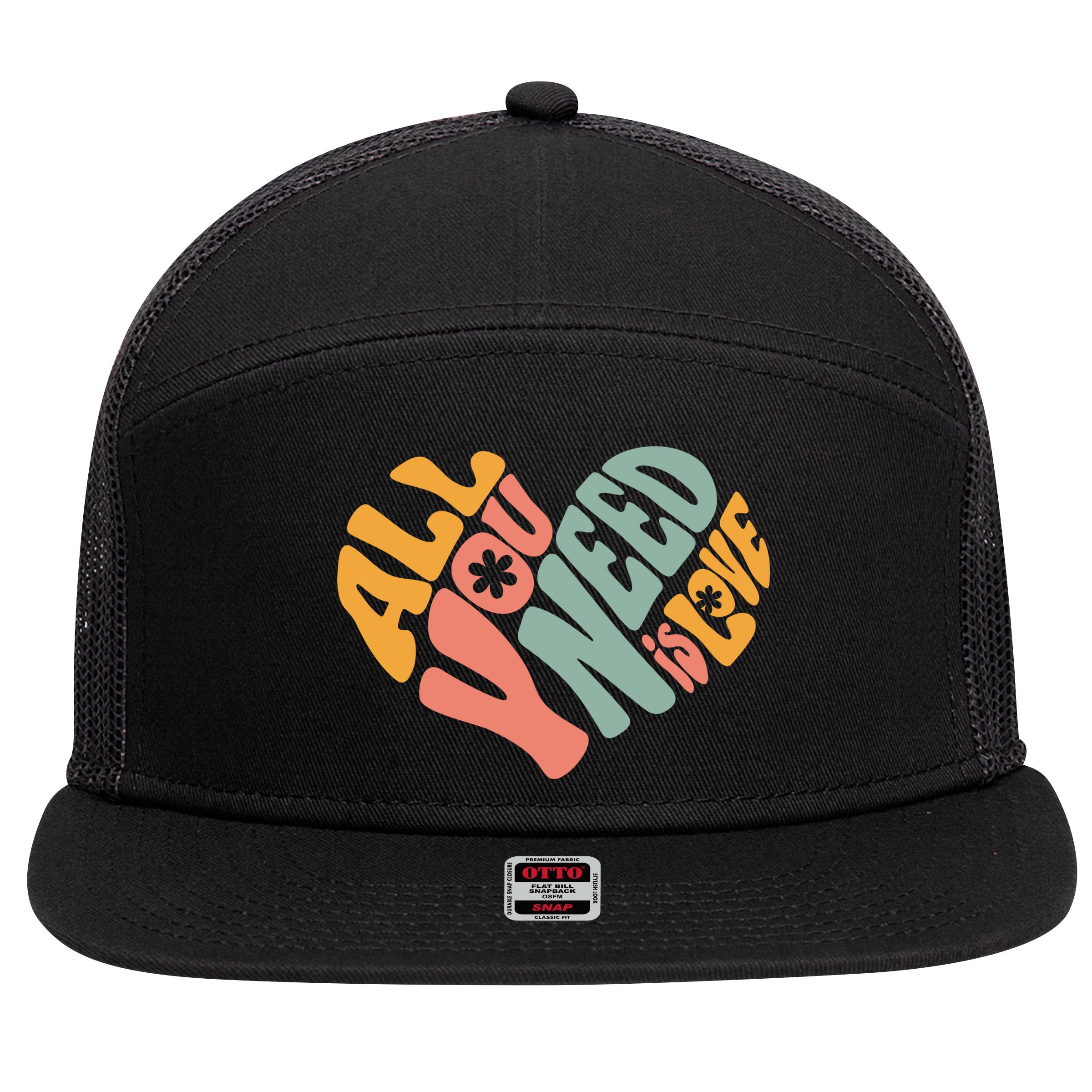 All You Need Is Love Heart 7 Panel Mesh Trucker Snapback Hat